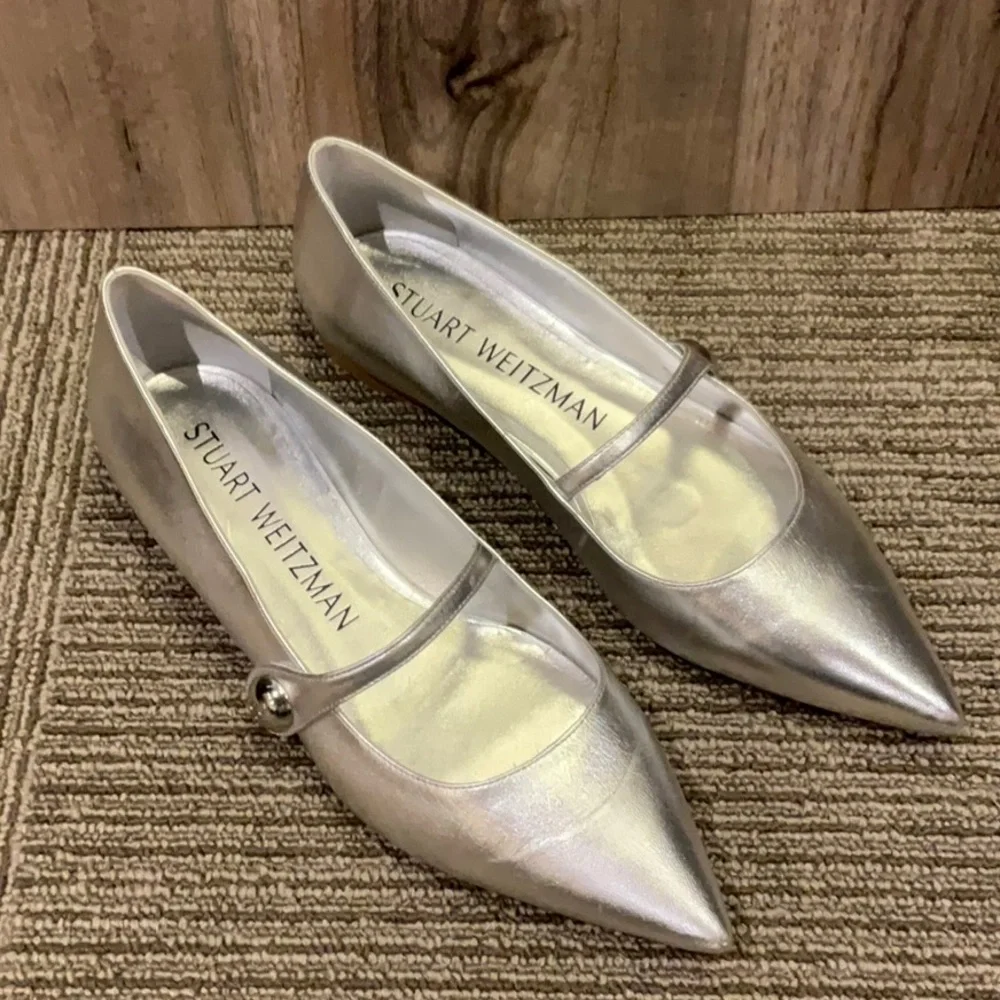 Stuart Weitzman Silver Flats - Picture 2 of 2